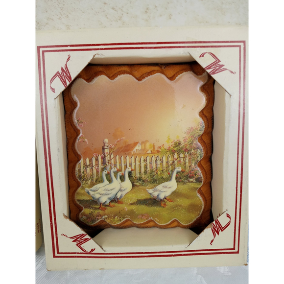 Wintermute Industries Inc Rustic Wood Plaques 4x3" - Swan & Geese Set of 2 NOS - Picture 3 of 9